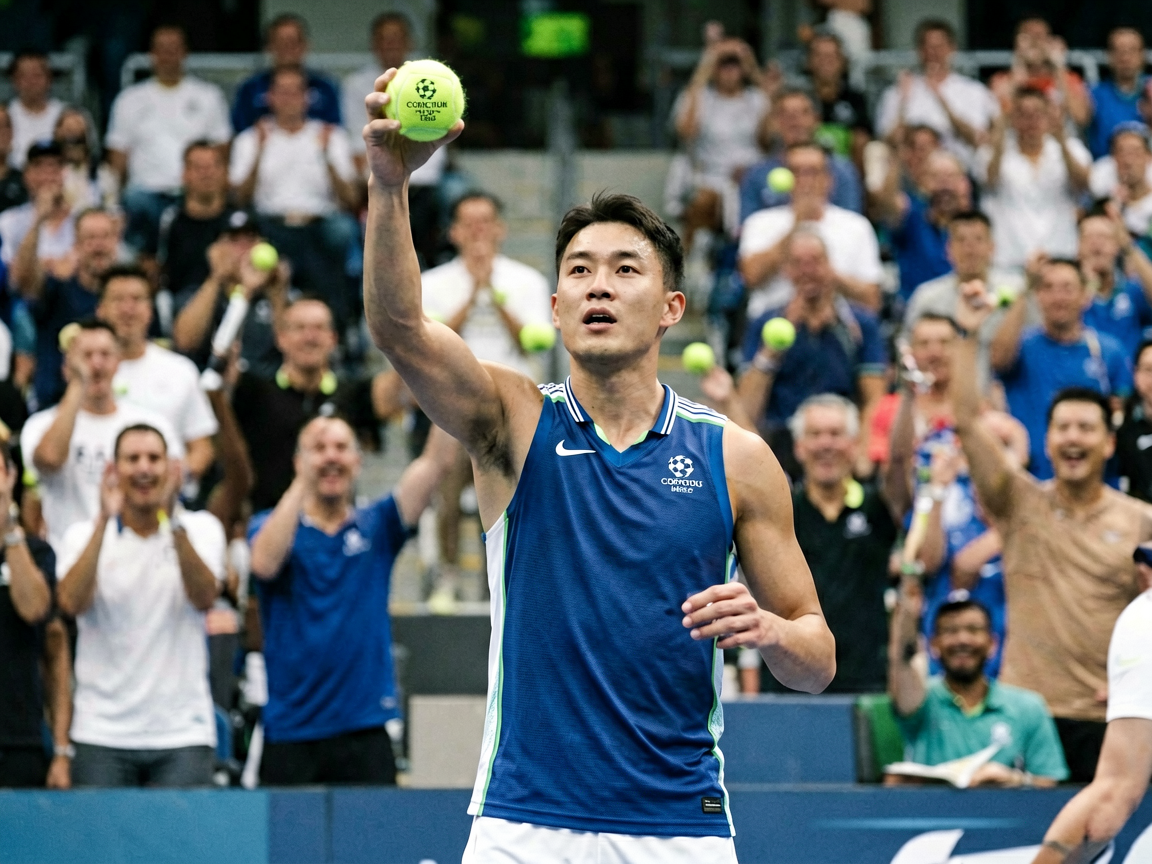 网球大满贯赛事现场观众欢呼的画面，展示必一运动官网的网球赛事报道